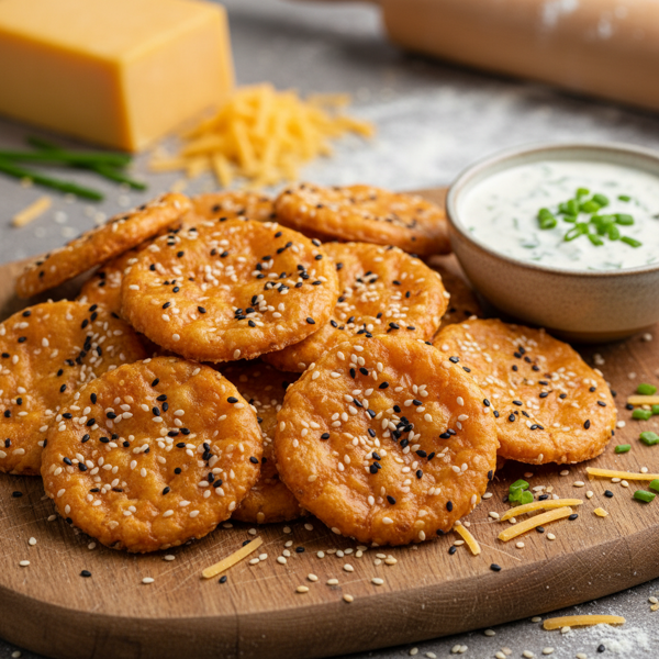 Savory Sesame Cheese Crackers recipe