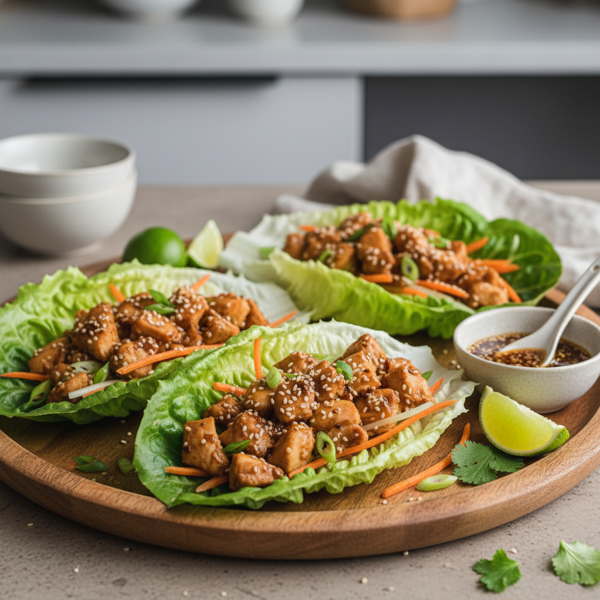 Savory Sesame Chicken Lettuce Wraps recipe