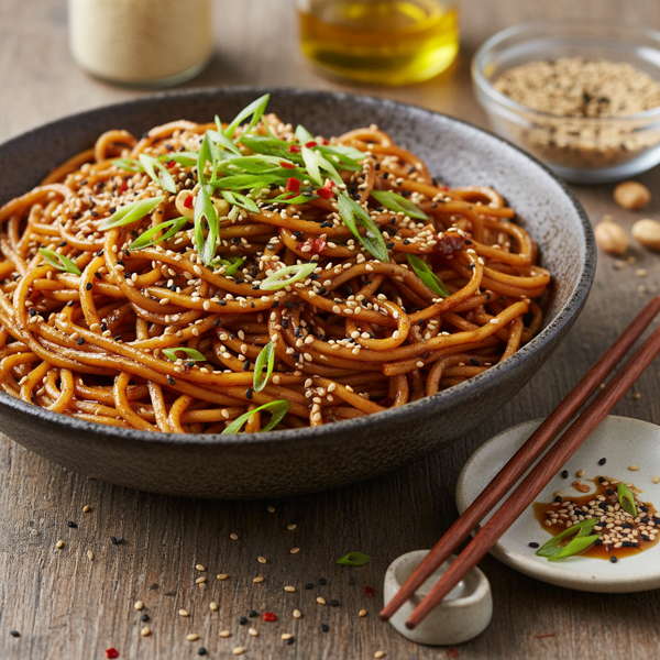 Savory Sesame Noodles with Scallions recipe