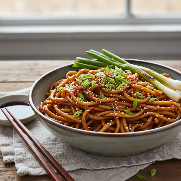 Savory Sesame Soy Noodles with Scallions recipe