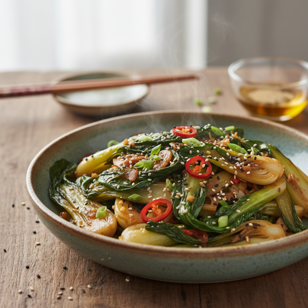 Savory Sesame Stir-Fried Bok Choy recipe