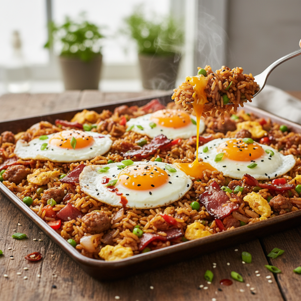 Savory Sheet Pan Breakfast Fried Rice Delight recipe