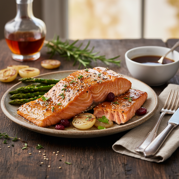 Savory Sherry-Glazed Roasted Salmon Steaks recipe