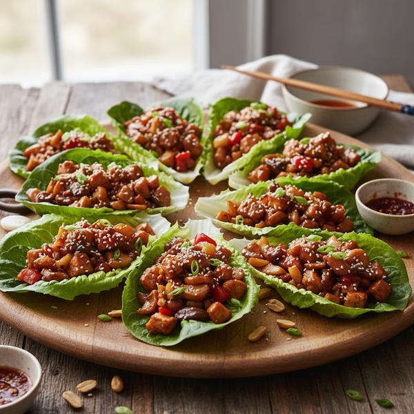 Savory Shiitake Chicken Lettuce Cups recipe