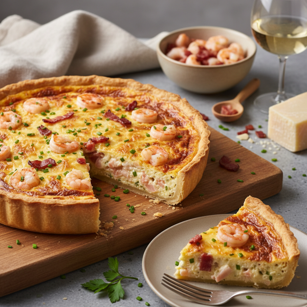Savory Shrimp, Bacon & Gruyere Quiche recipe