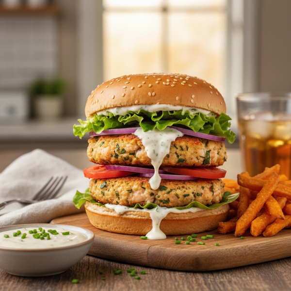 Savory Shrimp Burgers with Garlic Aioli recipe