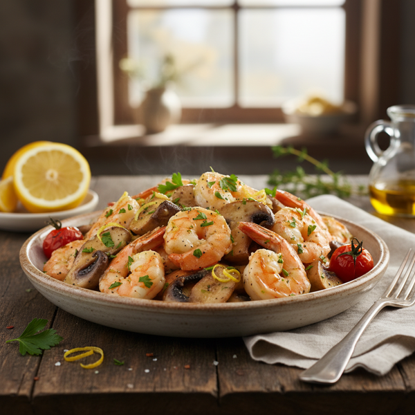 Savory Shrimp Limone with Portobello Mushrooms recipe