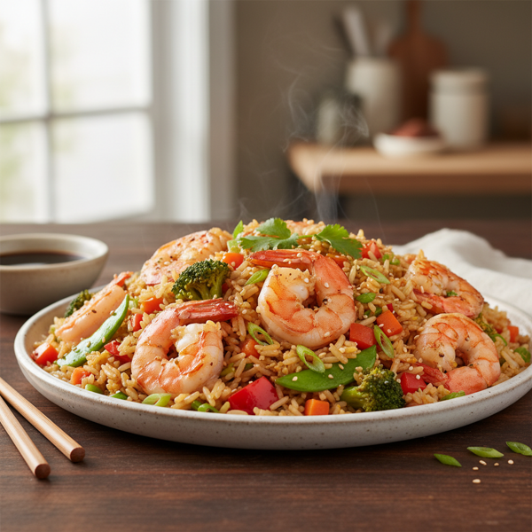 Savory Shrimp Veggie Fried Rice recipe
