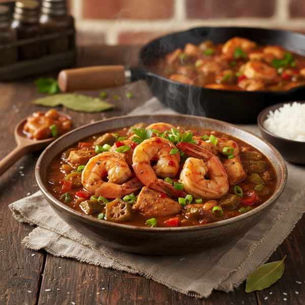 Savory Shrimp & Chicken Gumbo Delight recipe