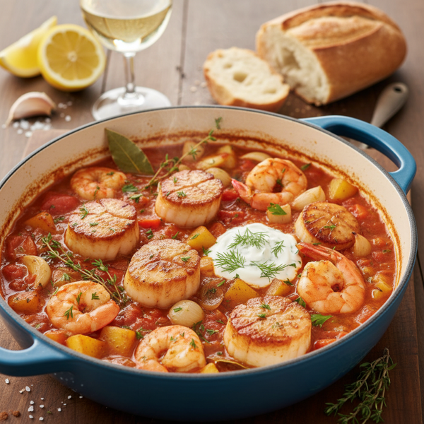 Savory Shrimp and Scallops Pot recipe
