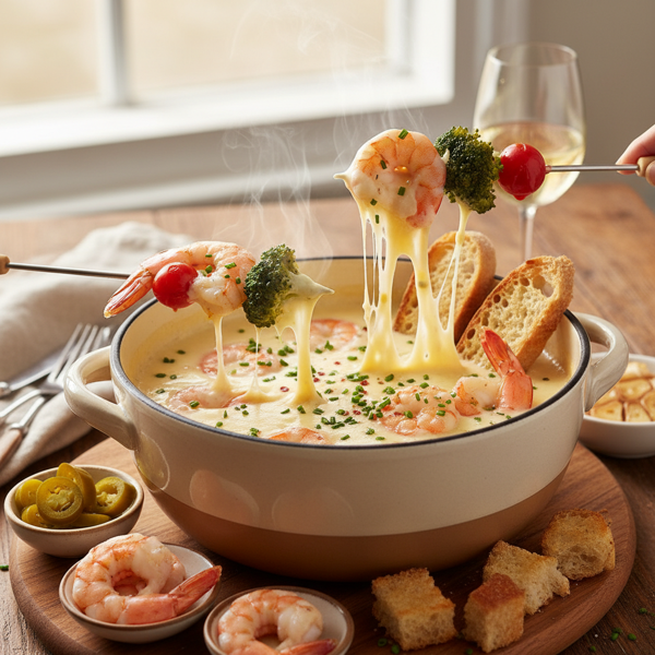 Savory Shrimp and Swiss Cheese Fondue recipe