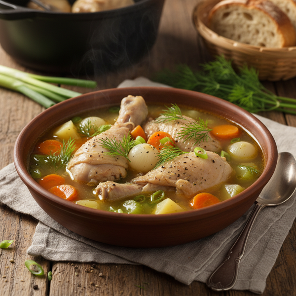 Savory Simmered Chicken and Broth recipe