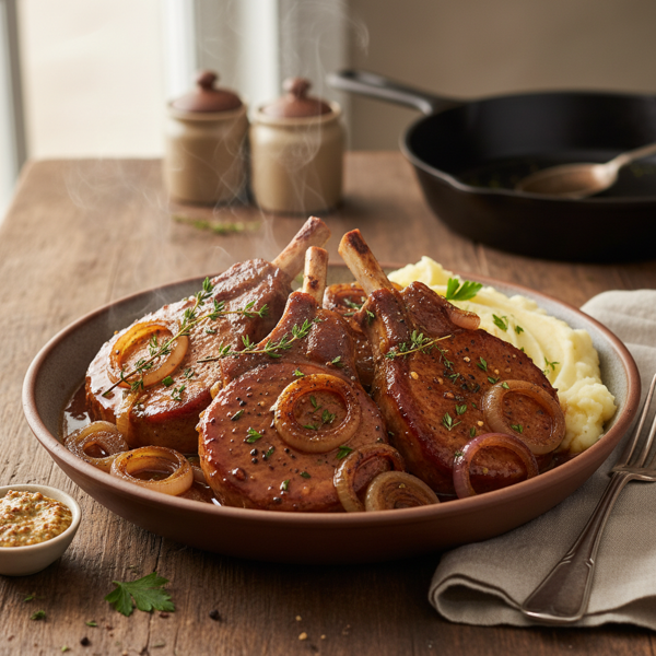 Savory Simmered Pork Chops with Onions recipe