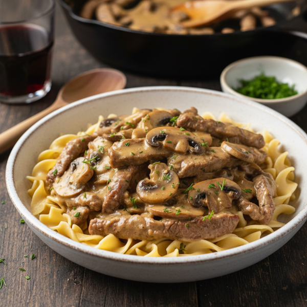 Savory Sirloin Beef Stroganoff recipe