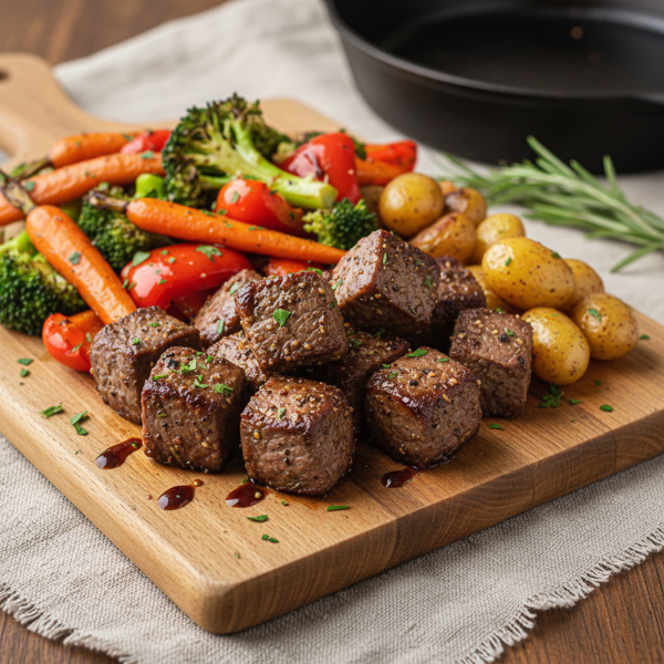 Savory Sirloin Steak Bites with Vegetables recipe