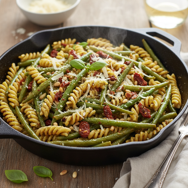 Savory Skillet Green Beans and Pasta recipe