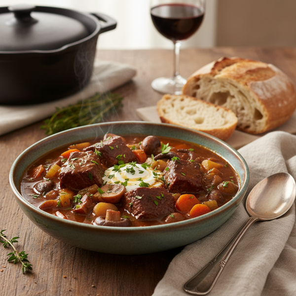 Savory Slow-Braised Beef and Vegetable Mushroom Soup recipe