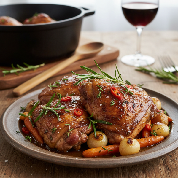 Savory Slow-Braised Chicken Thighs recipe