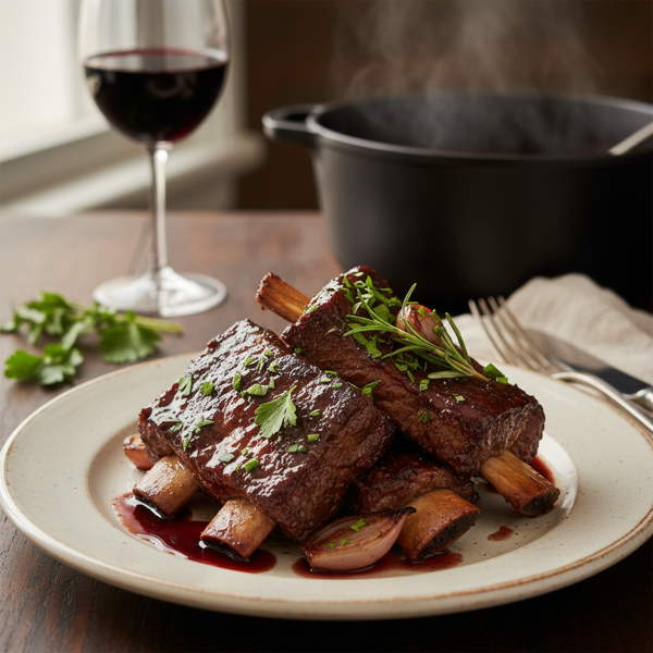 Savory Slow-Cooked Beef Short Ribs in Rich Red Wine Reduction recipe