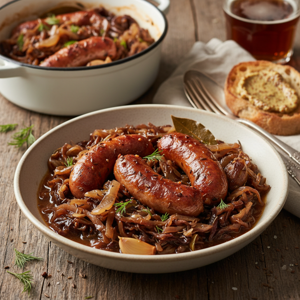 Savory Slow-Cooked Cabbage and Bratwurst Delight recipe