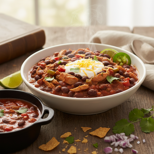 Savory Slow-Cooked Chicken and Black Bean Chili recipe