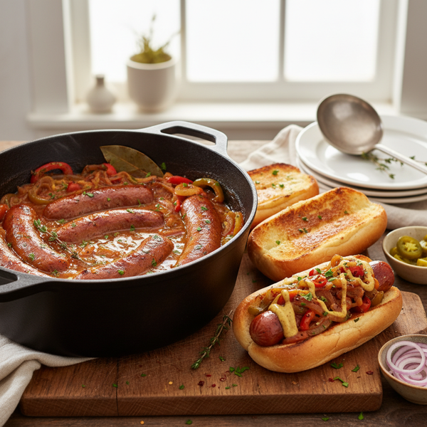 Savory Slow-Cooked Hot Dogs recipe