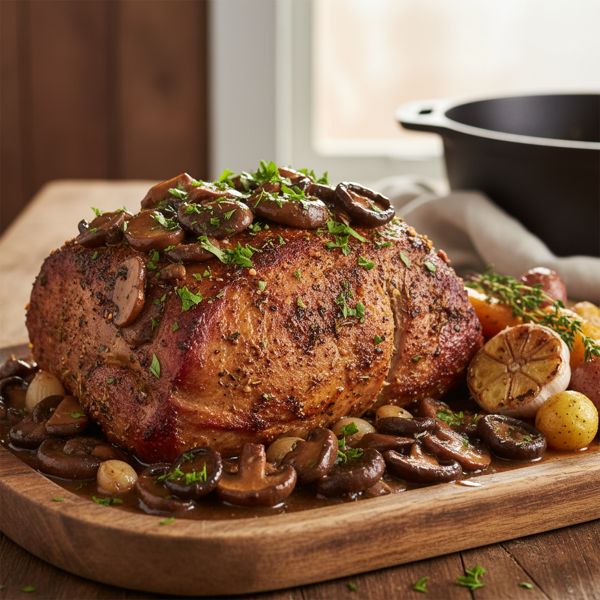Savory Slow-Cooked Mushroom Pork Roast recipe