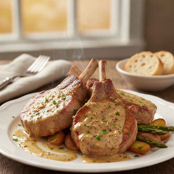 Savory Slow-Cooked Pork Chops with Creamy Dijon Sauce recipe