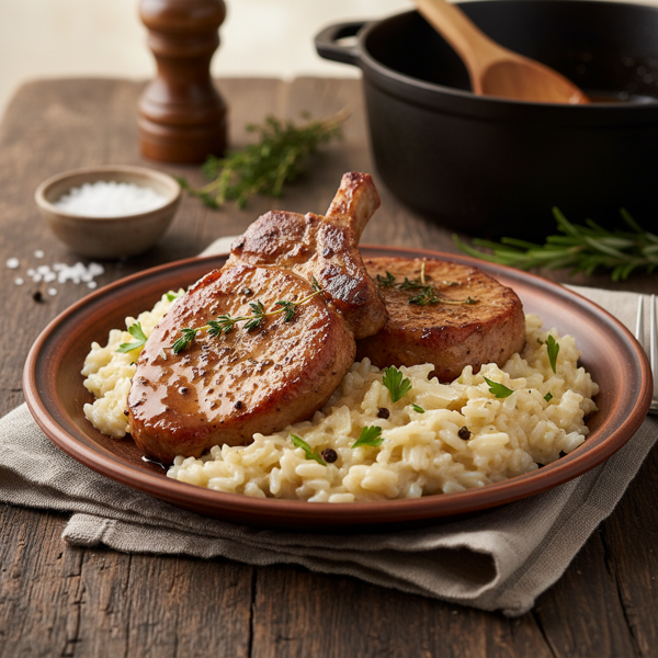 Savory Slow-Cooked Pork Chops with Creamy Rice recipe