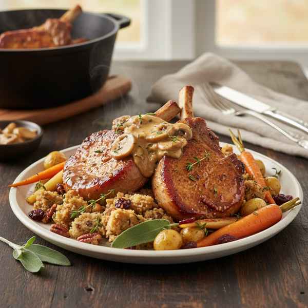 Savory Slow-Cooked Pork Chops with Creamy Stuffing recipe