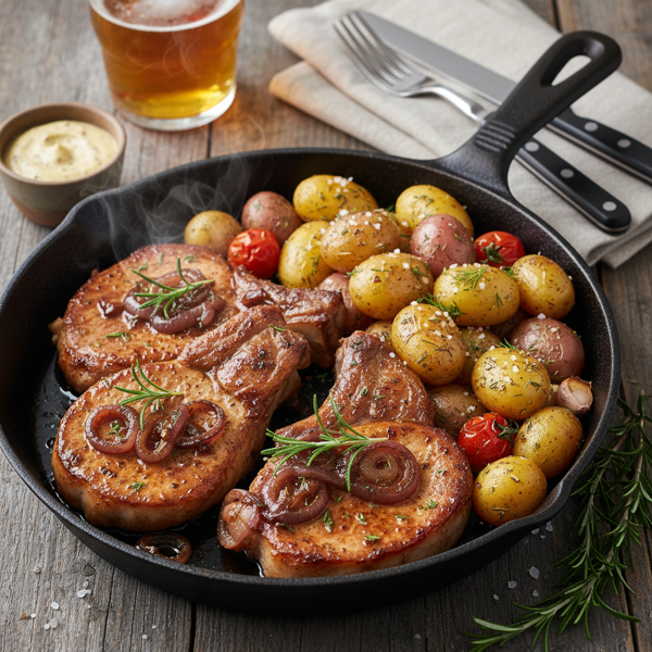 Savory Slow-Cooked Pork Chops with Herb-Infused Potatoes recipe