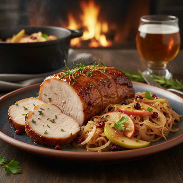 Savory Slow-Cooked Pork Loin with Apple-Sauerkraut Medley recipe