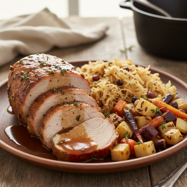 Savory Slow-Cooked Pork Loin with Sauerkraut and Root Vegetables recipe