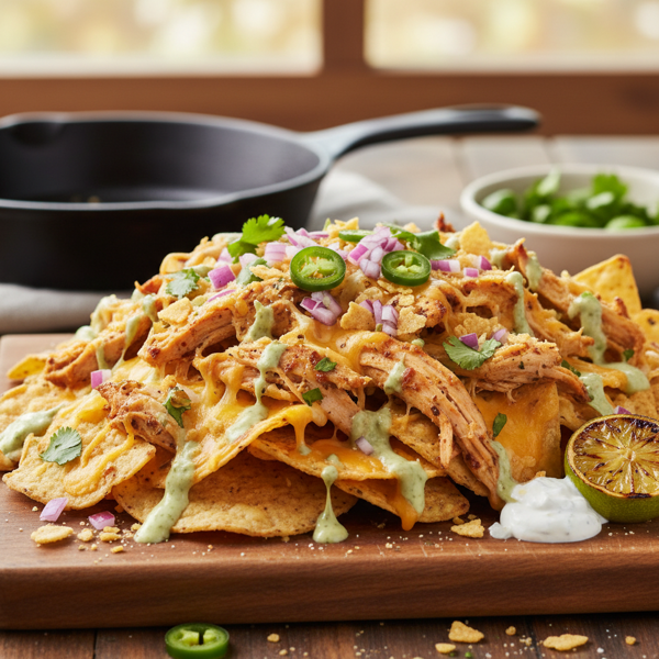 Savory Slow-Cooked Shredded Chicken Nachos recipe