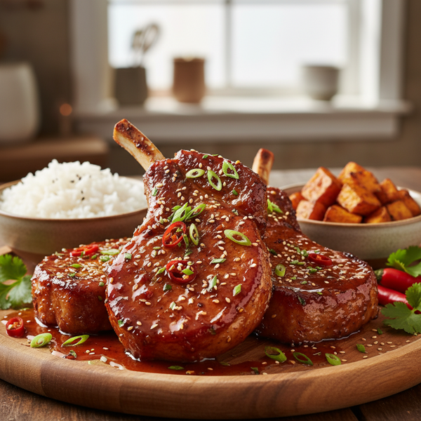 Savory Slow-Cooked Spicy Pork Chops with Sweet Sauce recipe