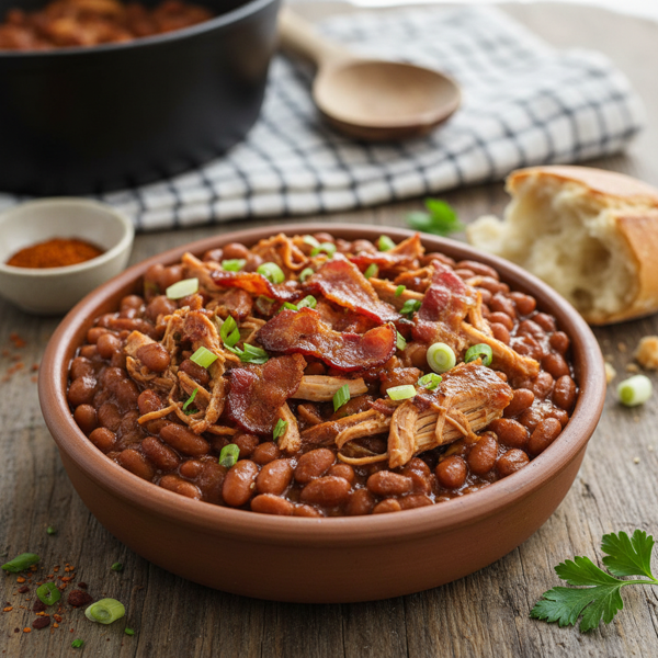 Savory Slow-Cooked Turkey & Bacon Baked Beans recipe