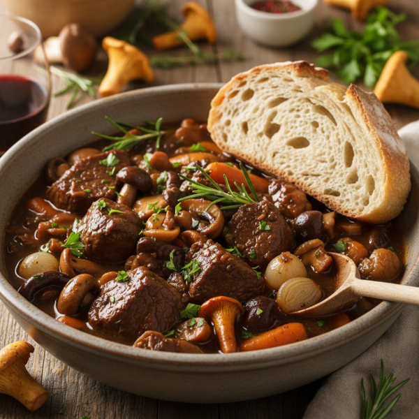 Savory Slow-Cooked Wild Mushroom and Beef Stew recipe