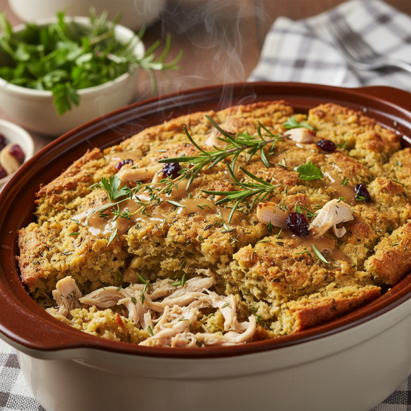Savory Slow Cooker Chicken and Herb Stuffing Delight recipe