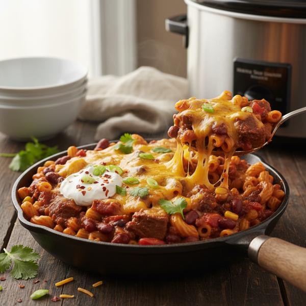 Savory Slow Cooker Chili Mac recipe