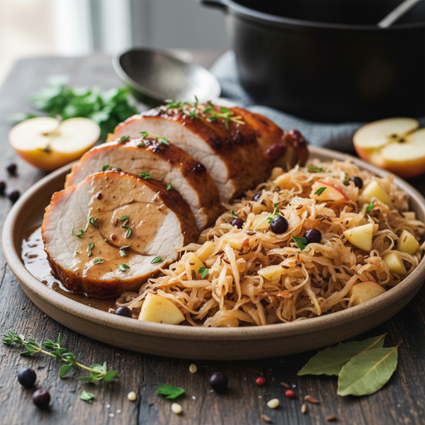 Savory Slow Cooker Pork Loin with Apple Sauerkraut recipe