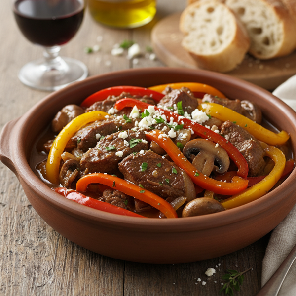Savory Slow Cooker Steak and Peppers recipe