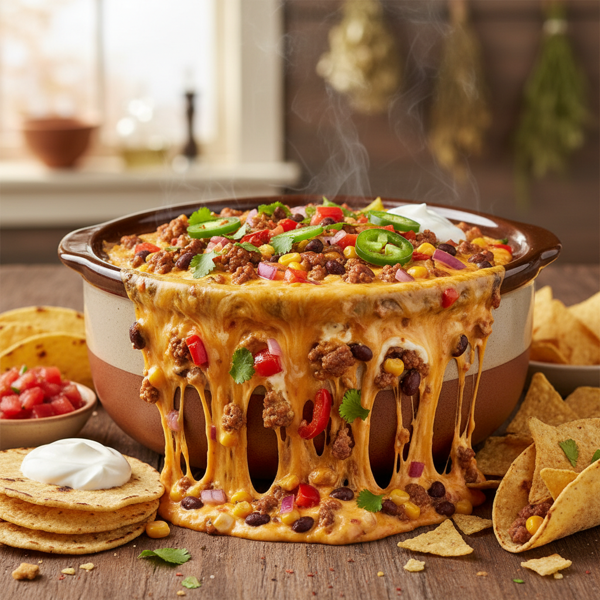 Savory Slow Cooker Taco Cheese Dip recipe
