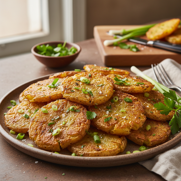 Savory Smashed Potatoes with Scallions and Parsley recipe
