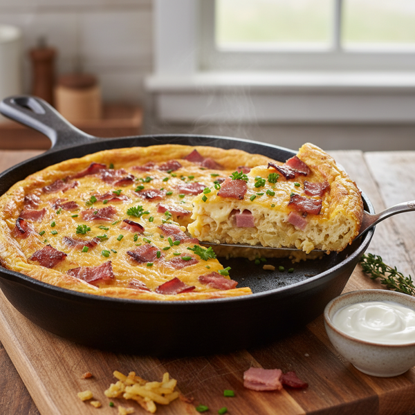 Savory Smoked Ham & Hash Brown Baked Omelet recipe