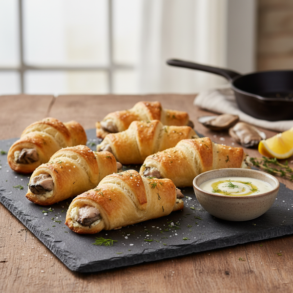 Savory Smoked Oyster Crescents recipe