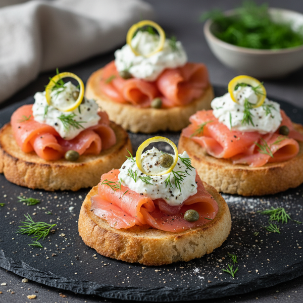 Savory Smoked Salmon Crostini on Irish Soda Bread recipe