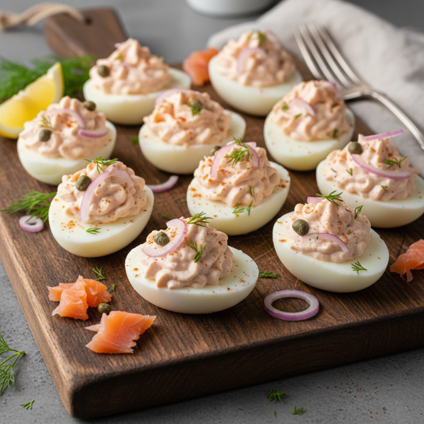 Savory Smoked Salmon Deviled Eggs recipe