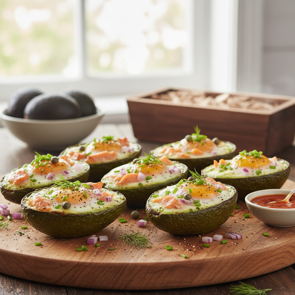 Savory Smoked Salmon & Avocado Egg Cups recipe
