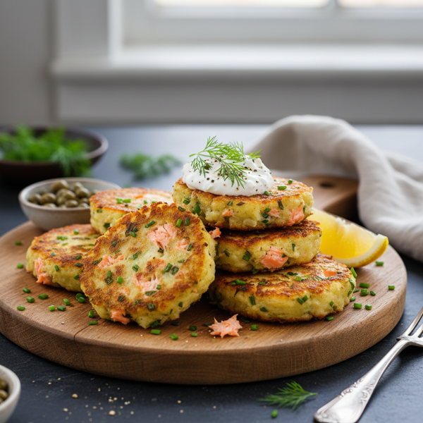 Savory Smoked Salmon and Potato Cakes recipe