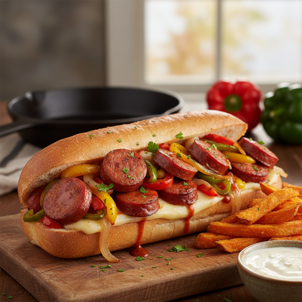 Savory Smoked Sausage and Bell Pepper Hoagies recipe